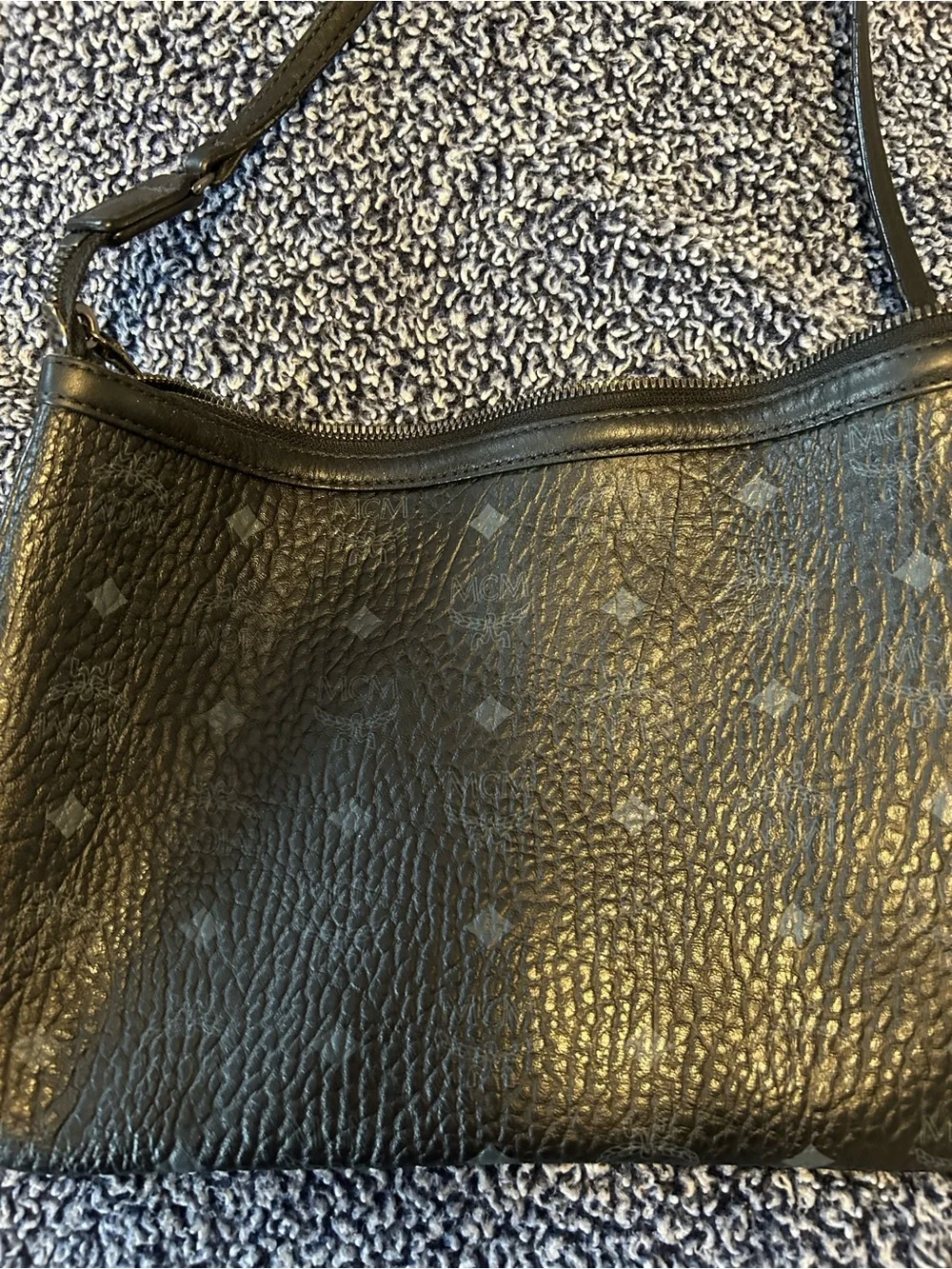 MCM Black Textured Leather Shoulder Bag